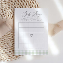 Sage Gingham Baby shower Bingo spel