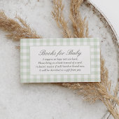 Sage Gingham Baby shower boeken voor Baby Informatiekaartje