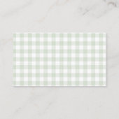 Sage Gingham Baby shower boeken voor Baby Informatiekaartje (Achterkant)