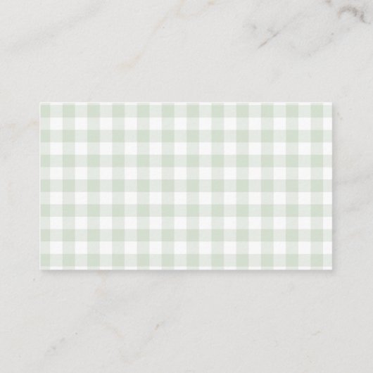 Sage Gingham Baby shower boeken voor Baby Informatiekaartje (Achterkant)