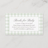 Sage Gingham Baby shower boeken voor Baby Informatiekaartje (Voorkant)