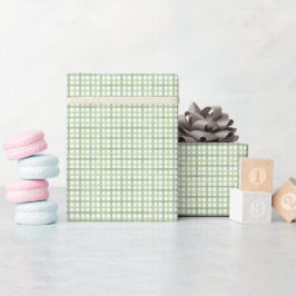 Sage Gingham Baby Shower Cadeaupapier