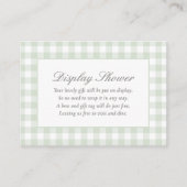 Sage Gingham Baby shower Display Douche Informatiekaartje (Voorkant)
