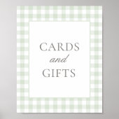 Sage Gingham Baby shower Kaarten en geschenken tek Poster (Voorkant)
