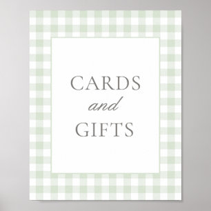 Sage Gingham Baby shower Kaarten en geschenken tek Poster