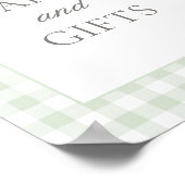 Sage Gingham Baby shower Kaarten en geschenken tek Poster (Hoek)