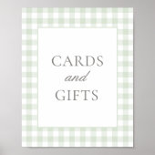 Sage Gingham Baby shower Kaarten en geschenken tek Poster (Voorkant)