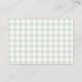 Sage Gingham Baby shower Luier Raffle Ticket Informatiekaartje (Achterkant)