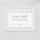Sage Gingham Baby shower Luier Raffle Ticket Informatiekaartje (Voorkant)