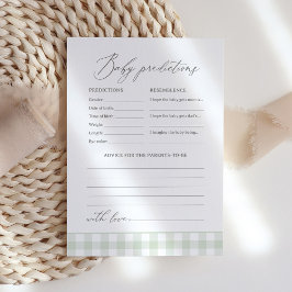 Sage Gingham Baby shower voorspellingen en advies Kaart