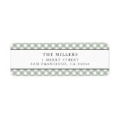 Sage Gingham Birth Announcement Adresetiketten Etiket (Voorkant)