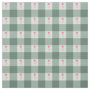 Sage Gingham Bloemenstof per Yard Stof