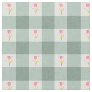 Sage Gingham Bloemenstof per Yard Stof