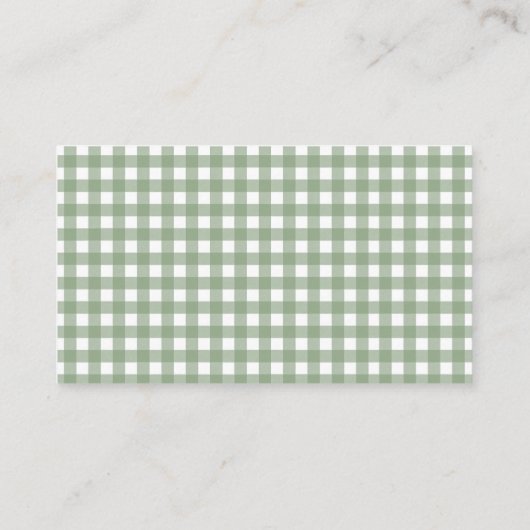 Sage Gingham boeken voor Baby shower Informatiekaartje (Achterkant)