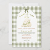 Sage Gingham Bow Little Lamb Baby Shower  Kaart (Voorkant)