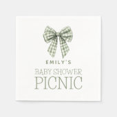 Sage Gingham Bow Naam Baby shower Picnic Servet (Voorkant)