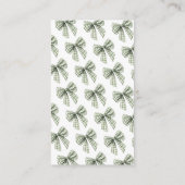 Sage Gingham Bow Picnic Baby Display Douche Informatiekaartje (Achterkant)