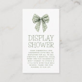 Sage Gingham Bow Picnic Baby Display Douche Informatiekaartje (Voorkant)