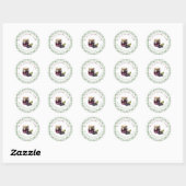 Sage Gingham Bruiloftsborrel Braambessenjam Favor Ronde Sticker (Vel)