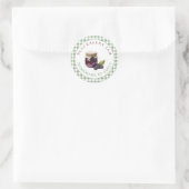 Sage Gingham Bruiloftsborrel Braambessenjam Favor Ronde Sticker (Tas)