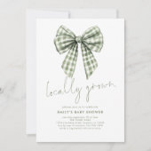 Sage Gingham Coquette lokaal geteeld Baby shower Kaart (Voorkant)