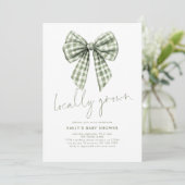 Sage Gingham Coquette lokaal geteeld Baby shower Kaart (Staand voorkant)