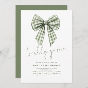 Sage Gingham Coquette lokaal geteeld Baby shower Kaart