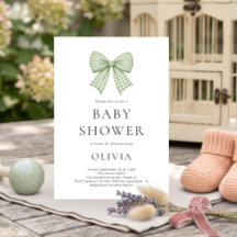 Sage Gingham Coquette Strikje Baby Shower