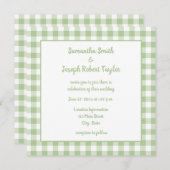 Sage Gingham Country Wedding Kaart (Voorkant / Achterkant)