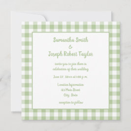 Sage Gingham Country Wedding Kaart