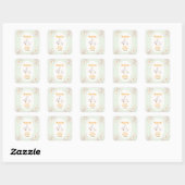 Sage Gingham Daisy Boho Silly Goose Baby Shower Vierkante Sticker (Vel)