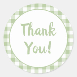 Sage Gingham dank je Ronde Sticker