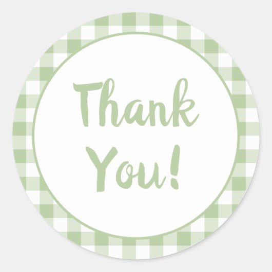 Sage Gingham dank je Ronde Sticker (Voorkant)
