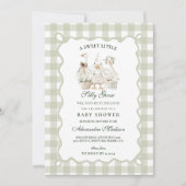 Sage Gingham Dwaze Gans Baby Shower Kaart (Voorkant)