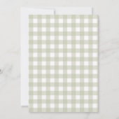 Sage Gingham Dwaze Gans Baby Shower Kaart (Achterkant)