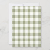 Sage Gingham Dwaze Gans Babyshower Uitnodiging (Achterkant)