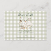 Sage Gingham Dwaze Gans Luiers Raffle Informatiekaartje (Voorkant)