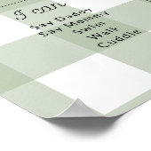 Sage Gingham eerste verjaardag mijlpaal Poster (Hoek)