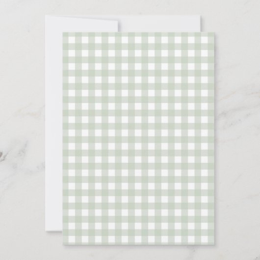 Sage Gingham en Bow Baby shower Kaart (Achterkant)