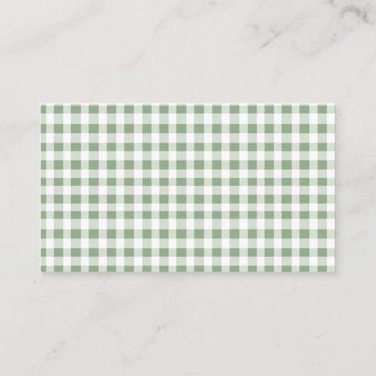 Sage Gingham Farmers Market Display Baby shower Informatiekaartje