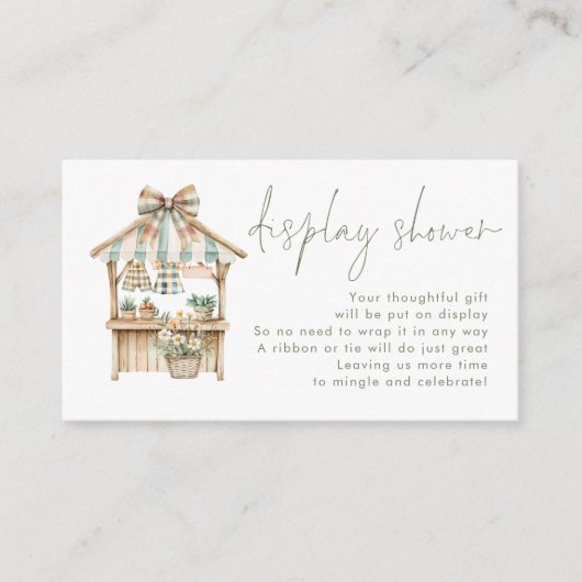 Sage Gingham Farmers Market Display Baby shower Informatiekaartje (Voorkant)