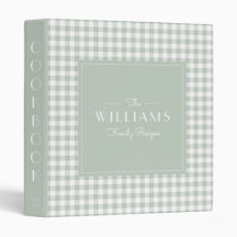 Sage Gingham Farmhouse Family Recipe Cookbook