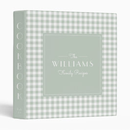 Sage Gingham Farmhouse Family Recipe Cookbook 1" Multomap