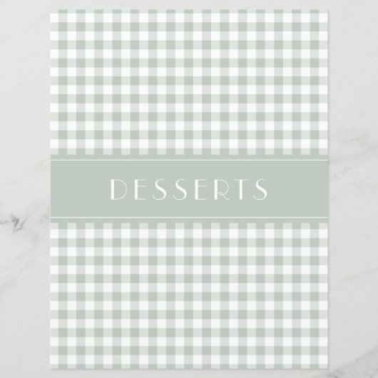 Sage Gingham Farmhouse Family Recipe Organizers (Voorkant)