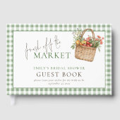 Sage Gingham Fresh off the Market Bruiloftsfeest Gastenboek (Voorkant)