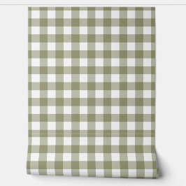 Sage Gingham Geruite Groen Buffalo Plaid Behang