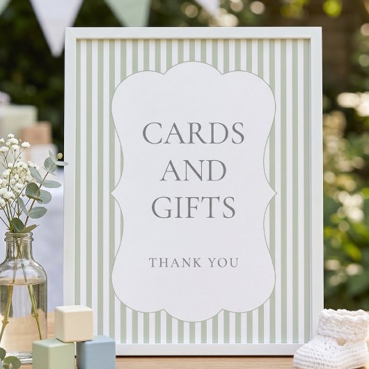 Sage Gingham Geschulpte Rand Welkom Baby Borrel Poster