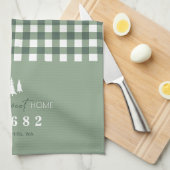 Sage Gingham Home Sweet Home Aangepaste postcode Theedoek (Quarter Fold)
