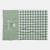 Sage Gingham Home Sweet Home Aangepaste postcode Theedoek (Horizontaal)