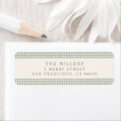 Sage  Gingham Kerst Adresetiketten Etiket (Insitu)